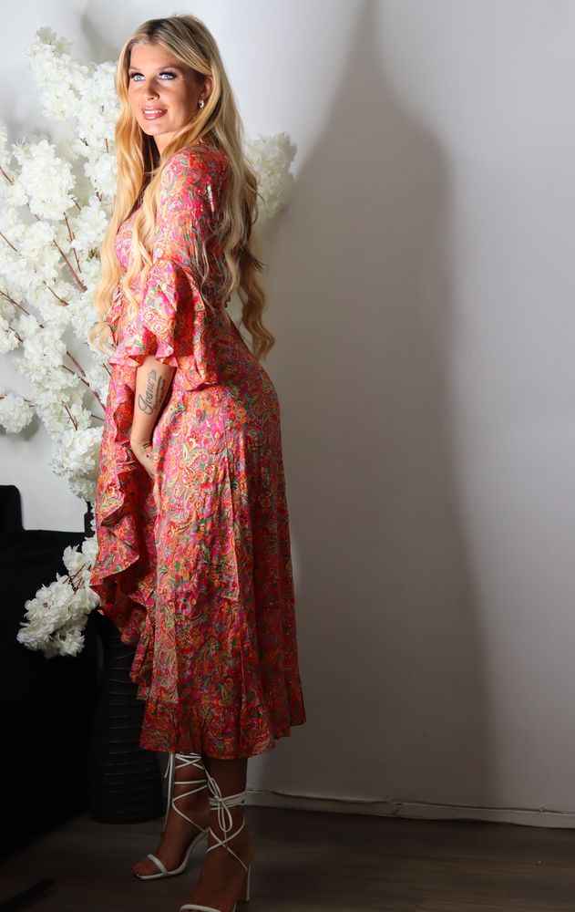 BOHO WRAPDRESS - ROOD - Afbeelding 3