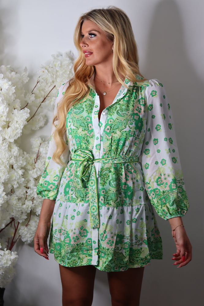 DRESS FLOWER - GROEN